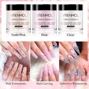 img 1 attached to Vrenmol Acrylic Nail Kit - Professional Kolinsky Brush, 3 Colors Powder & Liquid Set With 100Pcs Forms For Beginner Extension