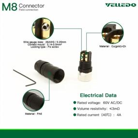 img 1 attached to Waterproof Industrial Sensor Plug Adapter - VELLEDQ M8 Connector 4-Pin A Coding UTP IP67 Female Straight (4 Contacts)