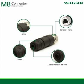 img 2 attached to Waterproof Industrial Sensor Plug Adapter - VELLEDQ M8 Connector 4-Pin A Coding UTP IP67 Female Straight (4 Contacts)