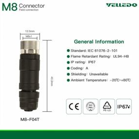 img 3 attached to Waterproof Industrial Sensor Plug Adapter - VELLEDQ M8 Connector 4-Pin A Coding UTP IP67 Female Straight (4 Contacts)