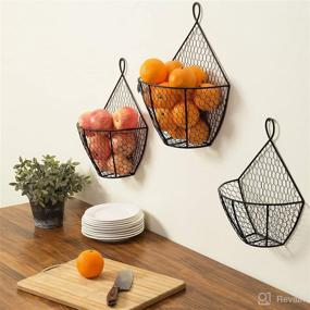 img 2 attached to 🐓 Set of 3 Country Rustic Brown Metal Chicken Wire Wall Hanging Fruit Baskets for Vegetables, Produce, and More - MyGift