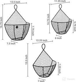 img 1 attached to 🐓 Set of 3 Country Rustic Brown Metal Chicken Wire Wall Hanging Fruit Baskets for Vegetables, Produce, and More - MyGift