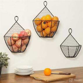 img 3 attached to 🐓 Set of 3 Country Rustic Brown Metal Chicken Wire Wall Hanging Fruit Baskets for Vegetables, Produce, and More - MyGift