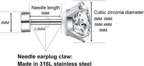 img 3 attached to 5 Pairs Hypoallergenic Cubic Zirconia Stud Earrings For Women Men Girls - Statement Cartilage Fashion Surgical Steel Helix