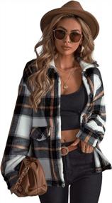 img 4 attached to Stylish Women'S Fall Jacket: SOLY HUX Plaid Flannel Shacket With Long Sleeve Button Down
