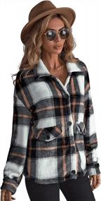 img 1 attached to Stylish Women'S Fall Jacket: SOLY HUX Plaid Flannel Shacket With Long Sleeve Button Down