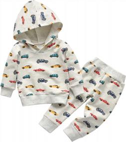 img 3 attached to Toddler Baby Boy Animal Hoodie Sweatsuit Outfit Set Long Sleeve Tops Pants