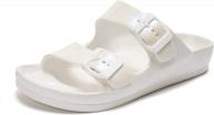 adjustable and comfortable: luffymomo women's slip-on double buckle sandals with eva footbed логотип