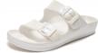 adjustable and comfortable: luffymomo women's slip-on double buckle sandals with eva footbed logo