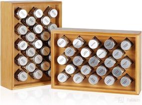 img 3 attached to NEX Bamboo Spice Rack Organizer - Herb & Spice Shelf Stand Holder with 23 Glass Jars, Size 15.75 x 10.83 inches