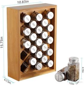 img 2 attached to NEX Bamboo Spice Rack Organizer - Herb & Spice Shelf Stand Holder with 23 Glass Jars, Size 15.75 x 10.83 inches