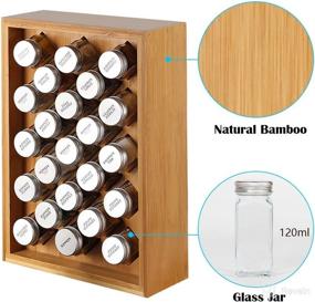 img 1 attached to NEX Bamboo Spice Rack Organizer - Herb & Spice Shelf Stand Holder with 23 Glass Jars, Size 15.75 x 10.83 inches