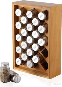 img 4 attached to NEX Bamboo Spice Rack Organizer - Herb & Spice Shelf Stand Holder with 23 Glass Jars, Size 15.75 x 10.83 inches