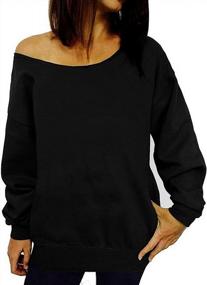 img 4 attached to LYXIOF Womens Off Shoulder Sweatshirt Slouchy Long Sleeve Shirts Pullover Tops