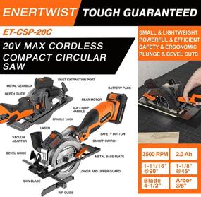 img 3 attached to 🪚 ENERTWIST 20V Max 4-1/2" Cordless Circular Saw with 2.0Ah Lithium Battery and Charger, Laser & Parallel Guide, Wood Plastic Soft-metal Cutting Blades, Vacuum Adaptor - Multifunctional