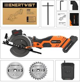img 2 attached to 🪚 ENERTWIST 20V Max 4-1/2" Cordless Circular Saw with 2.0Ah Lithium Battery and Charger, Laser & Parallel Guide, Wood Plastic Soft-metal Cutting Blades, Vacuum Adaptor - Multifunctional