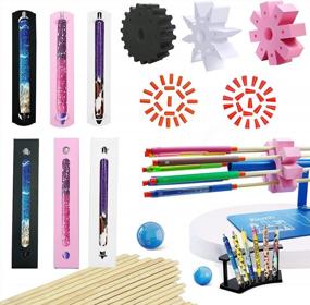 img 4 attached to 🖊️ Epoxy Pen Turner Attachment and 9-Piece Epoxy Pen Packaging Kit - Pen Adapter for Cup Tumbler Turners - Glitter Pen Box for Gifting - White, Black, Pink Options