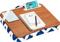 синий икатовый лэпдеск дизайнера с держателем для телефона - стильно подходит для ноутбуков до 17.3 дюймов - стиль №45523 логотип