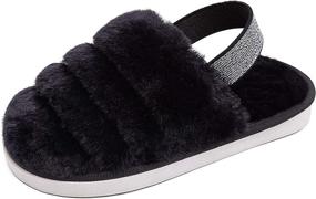 img 3 attached to 🌈 Techcity Fluffy Slippers - Rainbow Slides Boys' Shoes, Ideal for Comfort