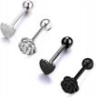 14g heart & rose shape stainless steel tongue rings barbells piercing jewelry logo