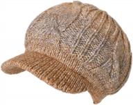 women's knit visor beanie newsboy cap winter warm hat snow weather 55-60cm logo