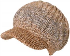 img 4 attached to Women'S Knit Visor Beanie Newsboy Cap Winter Warm Hat Snow Weather 55-60Cm
