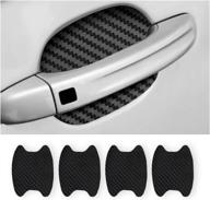 4pcs carbon fiber car door handle sticker – anti-scratches protective film, universal for most car handles (black) логотип