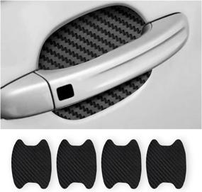 img 4 attached to 4PCS Carbon Fiber Car Door Handle Sticker – Anti-Scratches Protective Film, Universal for Most Car Handles (Black)