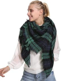 img 2 attached to 🧣 Stay Chic and Cozy with our Women Plaid Blanket Warm Scarf - Perfect Women's Accessory via Scarves & Wraps