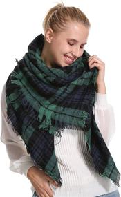 img 3 attached to 🧣 Stay Chic and Cozy with our Women Plaid Blanket Warm Scarf - Perfect Women's Accessory via Scarves & Wraps