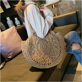 img 2 attached to Handbags Handwoven Natural Summer Shoulder Women's Handbags & Wallets at Totes