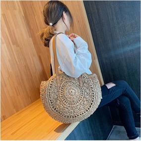 img 3 attached to Handbags Handwoven Natural Summer Shoulder Women's Handbags & Wallets at Totes