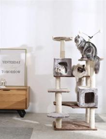 img 4 attached to 55-inch Cat Tree Activity Center with Sisal-Covered Pole, Ball, and Platform - HYABi Cat Tower for Apartment Cats