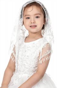 img 3 attached to Stunning Pamor Triangle Lace First Communion Veils For Girls To Elevate Your Latin Mass Church Experience
