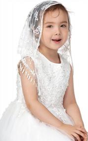 img 2 attached to Stunning Pamor Triangle Lace First Communion Veils For Girls To Elevate Your Latin Mass Church Experience