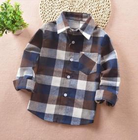 img 1 attached to 👕 Red Plaid Flannel Shirt for Kids - Baby Boys, Girls, NB-6T - Long Sleeve Button Down - Plaid Boy or Girl