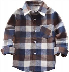 img 2 attached to 👕 Red Plaid Flannel Shirt for Kids - Baby Boys, Girls, NB-6T - Long Sleeve Button Down - Plaid Boy or Girl