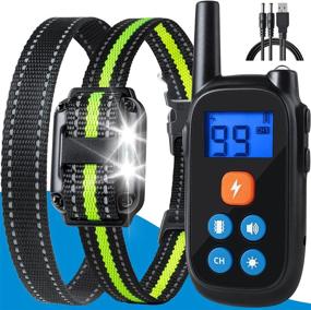 img 4 attached to 🐶 Adjustable Electronic Dog Training Collar for Large Dogs - 5 Training Modes, Rechargeable & Waterproof - Remote Control E-Collar for Medium-Large Breed Obedience Training