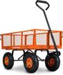 utility wagon with all-terrain tires and folding side panels - 400 lbs capacity for outdoor, garden, beach, construction, and wood hauling by superhandy logo