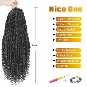 img 3 attached to Long Passion Twist Crochet Hair For Women, Pre-Twisted Passion Twist Hair 24 Inch, 8 Packs Pre-Looped Natural Black Passion Twists Braiding Synthetic Hair Crochet Passion Twist Hair Extensions (24 Inch (Pack Of 8), 1B#)