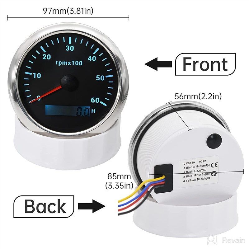 2 52MM 0-6000 RPM Tachometer White Backlight Tacho Meter