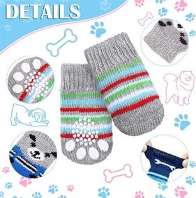 img 2 attached to Non Slip Dog Socks for Small to Medium Dogs - Pack of 24 - Paw Protectors for Indoor Traction on Hardwood Floors - 6 Stylish Designs