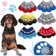 non slip dog socks for small to medium dogs - pack of 24 - paw protectors for indoor traction on hardwood floors - 6 stylish designs логотип