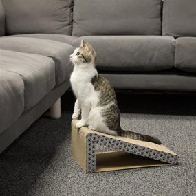 img 1 attached to 🐱 iPrimio Foldable Cat Scratch Ramps (2 Ramps, Great Value) - Easy Travel & Storage - Ideal for Cats Playing, Resting & Scratching - Patent Pending Design (2 Pack)