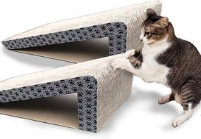 img 4 attached to 🐱 iPrimio Foldable Cat Scratch Ramps (2 Ramps, Great Value) - Easy Travel & Storage - Ideal for Cats Playing, Resting & Scratching - Patent Pending Design (2 Pack)