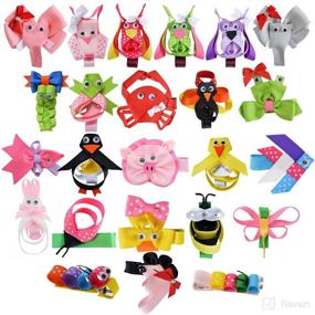 img 4 attached to Adorable and Non Slip Baby Girl Hair Bows - 🎀 24 Pack LCLHB Sculpture Animal Barrettes for Little Girls and Toddlers