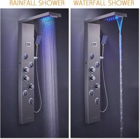 img 2 attached to ROVATE LED Shower Panel Tower System With Rainfall Shower, Multi-Function Massage, Handheld And Temperature Display, Brushed Finish - Includes Tub Spout And 3 Modes