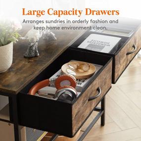 img 1 attached to Lifewit 39.4” Console Entryway Table With 2 Fabric Drawers, 3-Tier Industrial Sofa Storage Shelves For Hallway, Living Room, Bedroom - Rustic Brown Wood Top & Metal Frame - Easy Assembly