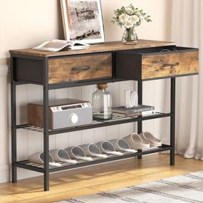 img 4 attached to Lifewit 39.4” Console Entryway Table With 2 Fabric Drawers, 3-Tier Industrial Sofa Storage Shelves For Hallway, Living Room, Bedroom - Rustic Brown Wood Top & Metal Frame - Easy Assembly