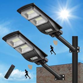 img 4 attached to Lovus 2Pack 400W Solar Street Light - 6000K LED Dusk To Dawn Outdoor Flood Lights With Radar Sensor, IP65 Waterproof Wall Or Pole Mount - ST40-039-2